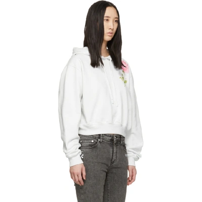 Shop Off-white White Cropped Flowers Hoodie