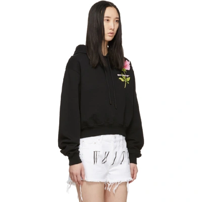 Shop Off-white Black Cropped Flower Hoodie In Black Multi