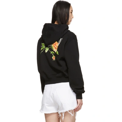 Shop Off-white Black Cropped Flower Hoodie In Black Multi