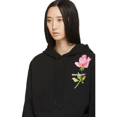 Shop Off-white Black Cropped Flower Hoodie In Black Multi