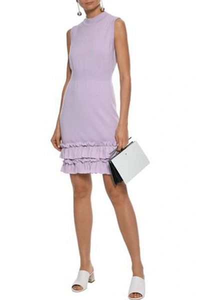 Shop Nina Ricci Woman Ruffle-trimmed Wool-blend Mini Dress Lavender
