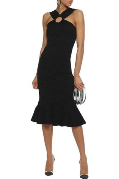 Shop Opening Ceremony Woman Fluted Ring-embellished Cloqué Dress Black