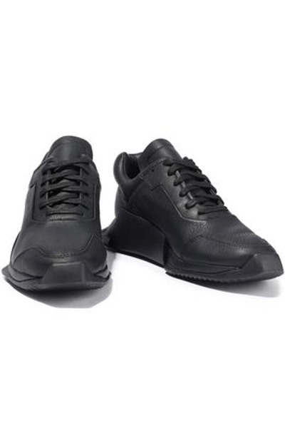 Shop Adidas Originals Rick Owens X Adidas Woman New Runner Leather Sneakers Black