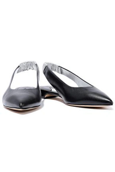 Shop Paul Andrew Woman Carpathian Leather Slingback Point-toe Flats Black