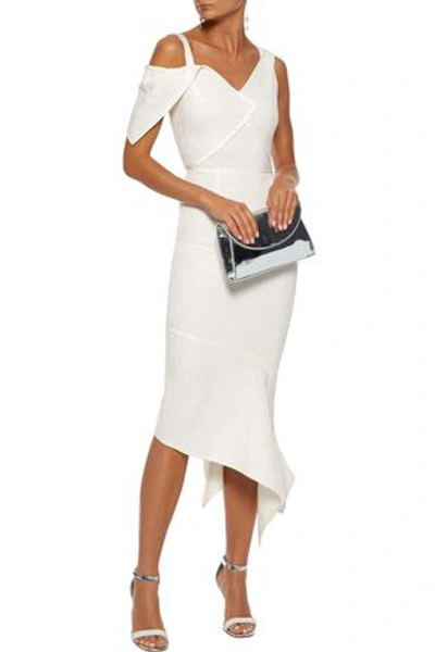 Shop Roland Mouret Woman Rotsea Asymmetric Stretch-cotton Midi Dress White