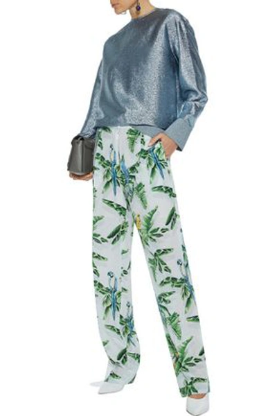 Shop Stella Mccartney Woman Padma Paradise Printed Silk Crepe De Chine Straight-leg Pants Sky Blue