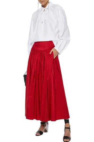 Shop Stella Mccartney Woman Cynthia Gathered Taffeta Midi Skirt Red