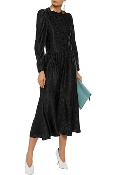 Shop Stella Mccartney Silk-jacquard Midi Dress In Black