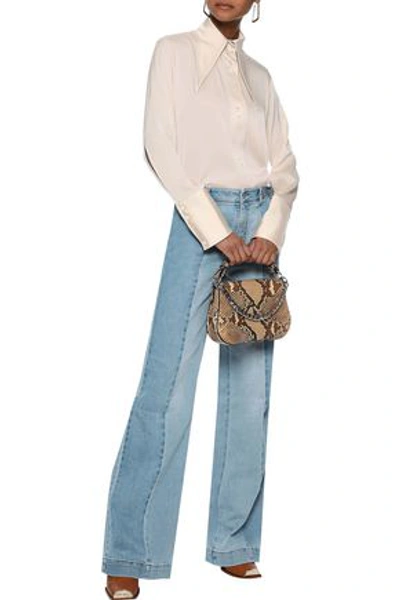 Shop Stella Mccartney Kendal Paneled High-rise Flared Jeans In Light Denim