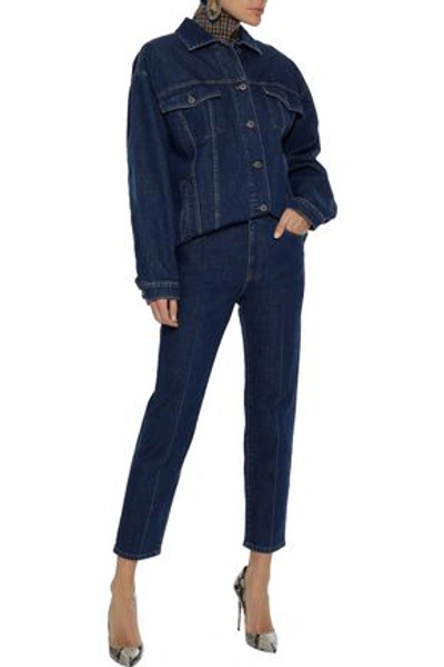 Shop Stella Mccartney Woman Cropped High-rise Slim-leg Jeans Mid Denim