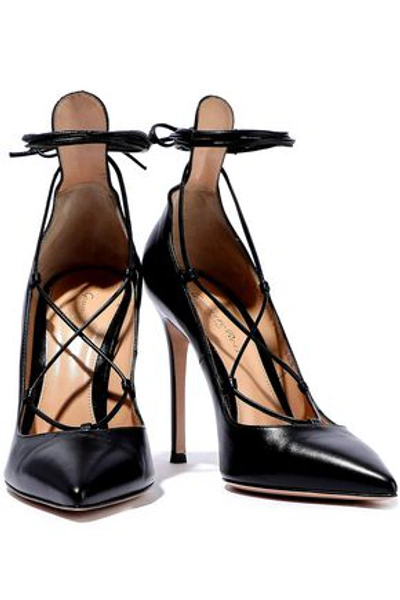 Shop Gianvito Rossi Lexi Lace-up Leather Pumps In Black