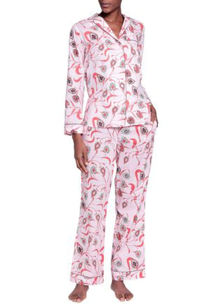 Shop Yolke Printed Cotton Pajama Set In Baby Pink