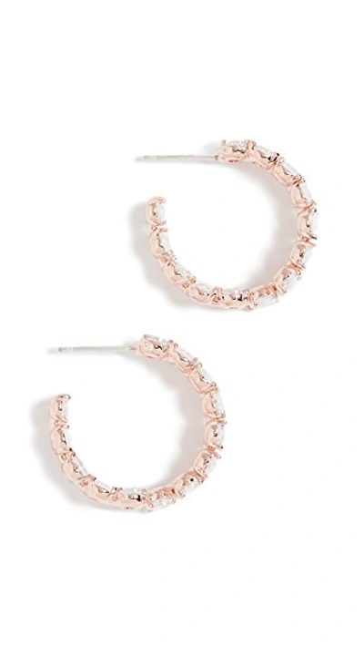 Shop Theia Jewelry Haley Oval Cut Hoops In Rose Gold