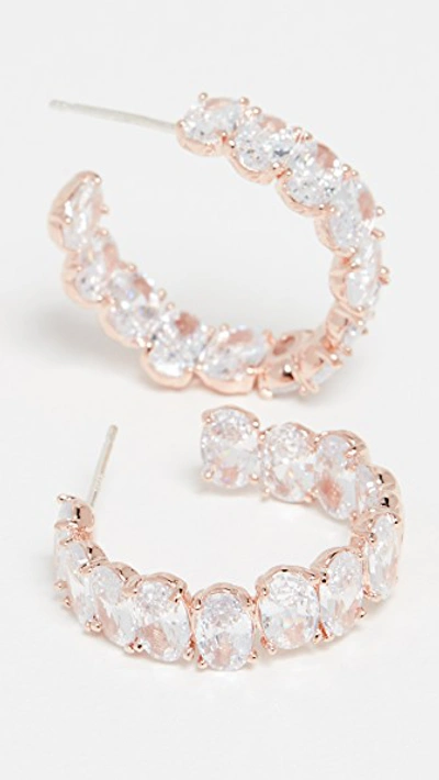 Shop Theia Jewelry Haley Oval Cut Hoops In Rose Gold