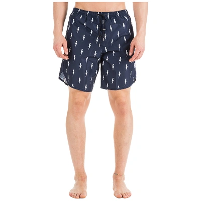 Shop Neil Barrett Trunks Swimsuit Thunderbolt In Blue