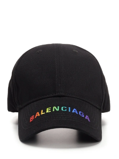 Shop Balenciaga Colourful Rainbow Cap In Black