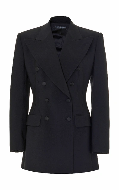 Shop Dolce & Gabbana Double-breasted Gabardine Tuxedo Jacket In Black