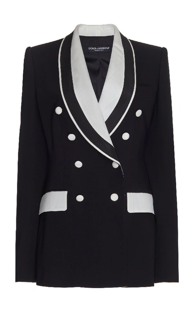 Shop Dolce & Gabbana Double-breasted Colorblock Cady Tuxedo Jacket In Black/white