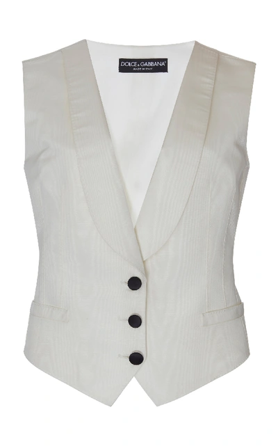 Shop Dolce & Gabbana Rounded-lapel Faille Tuxedo Vest In White
