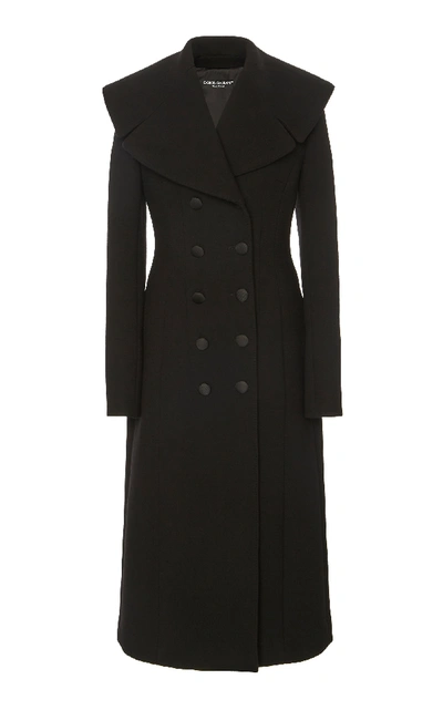 Shop Dolce & Gabbana Oversized Lapel Double-breasted Wool-blend Coat In Black