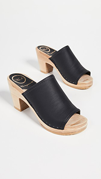 black high heel clogs