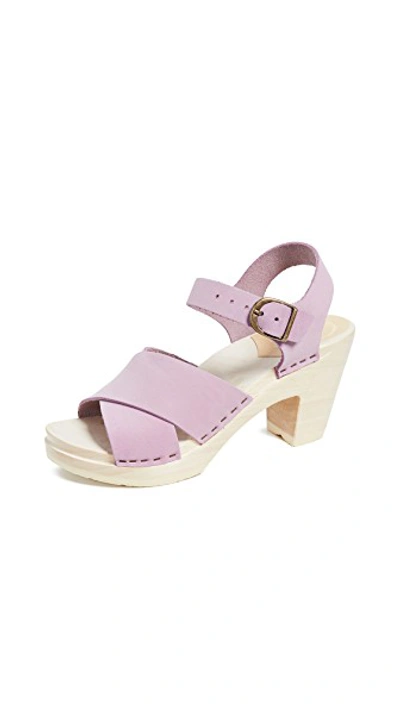 Shop No.6 Coco Cross Front High Heel Clogs In Violet