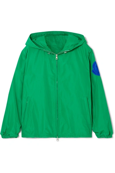 Shop Moncler Hooded Appliquéd Shell Jacket In Green
