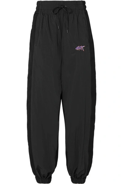 Shop Alexander Wang T Paneled Shell And Cotton-jersey Track Pants In Black