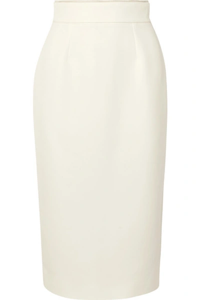 Shop Roksanda Tulle-trimmed Crepe Pencil Skirt In Ivory