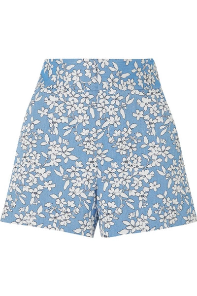 Shop Alice And Olivia Cotton-blend Jacquard Shorts In Blue