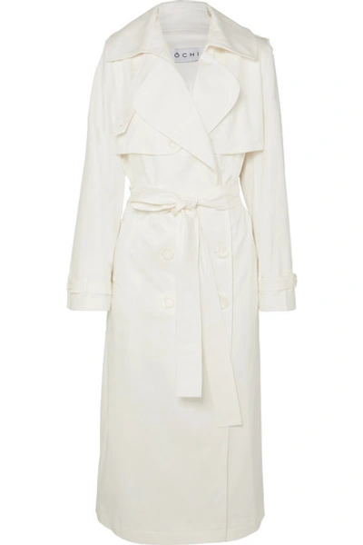 Shop Ochi Belted Cotton-blend Gabardine Trench Coat In White
