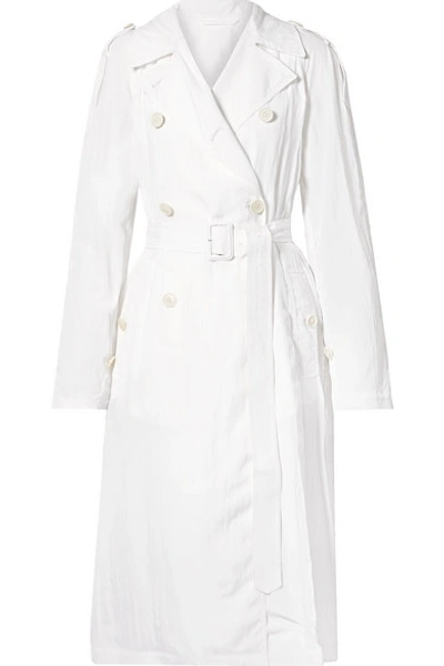 Shop Helmut Lang Boiler Belted Crinkled-satin Trench Coat In White