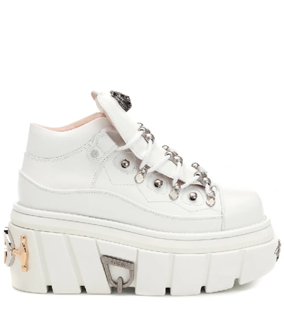 Shop Gucci Leather Platform Sneakers In White