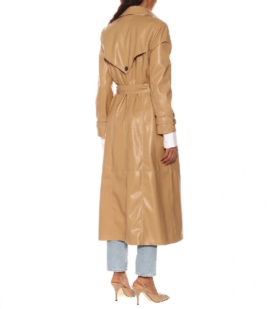 Shop Nanushka Chiara Faux Leather Trench Coat In Beige