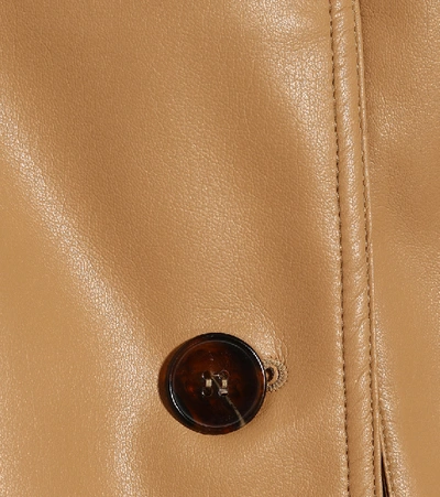 Shop Nanushka Chiara Faux Leather Trench Coat In Beige