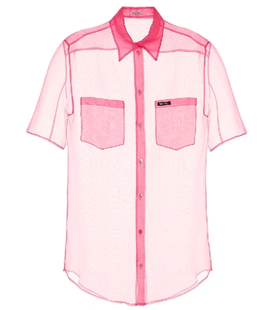 Shop Miu Miu Silk Organza Shirt In Pink