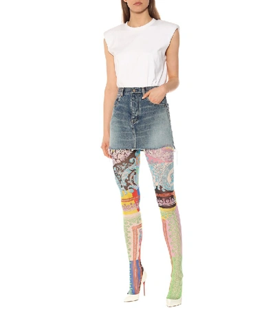 Shop Versace Printed Tights In Multicoloured