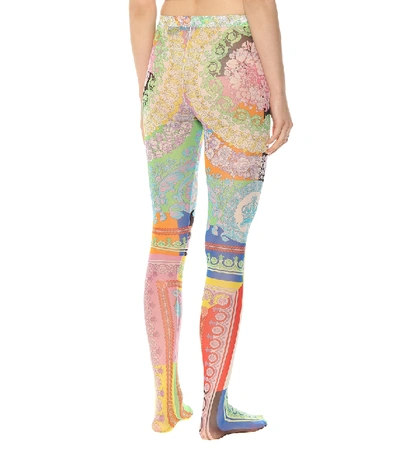 Shop Versace Printed Tights In Multicoloured