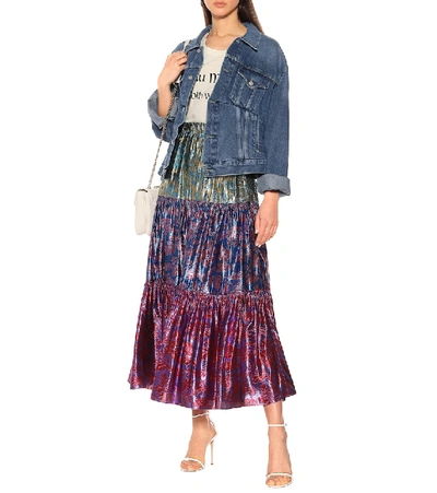 Shop Gucci Silk-blend Jacquard Skirt In Multicoloured