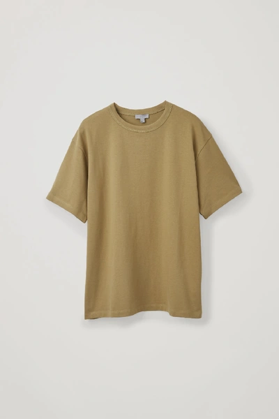 Shop Cos Long Cotton T-shirt In Yellow