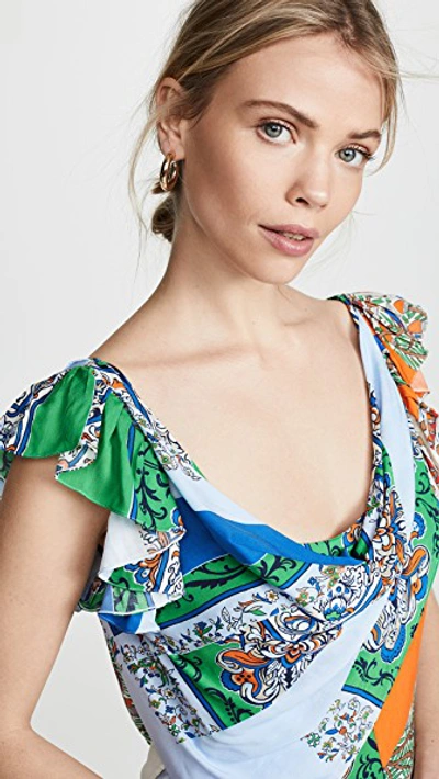 Shop Tory Burch Patchwork Printed Dress In Grand Voyage Stripe