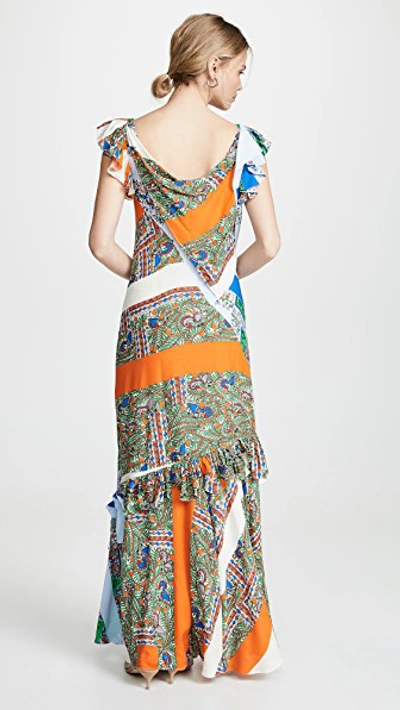 Shop Tory Burch Patchwork Printed Dress In Grand Voyage Stripe