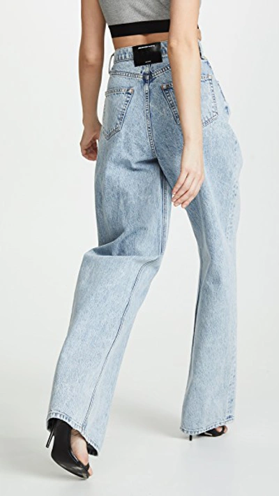 Shop Alexander Wang Brace Pleated Jeans In Pebble Bleach