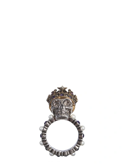 Shop Alexander Mcqueen King Skull Ring In Multi