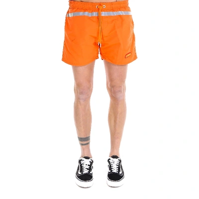 Shop Heron Preston Drawstring Swim Shorts In Orange