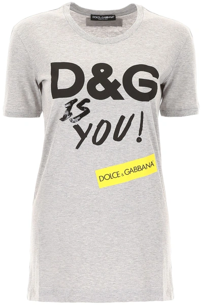 Shop Dolce & Gabbana D&amp;g Is You T-shirt In Variante Abbinata (grey)