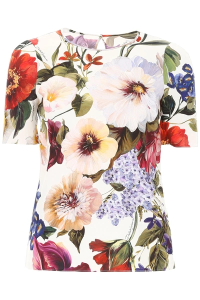 Shop Dolce & Gabbana Bouquet Print Blouse In Fiori Vari Fdo Bianco|rosso