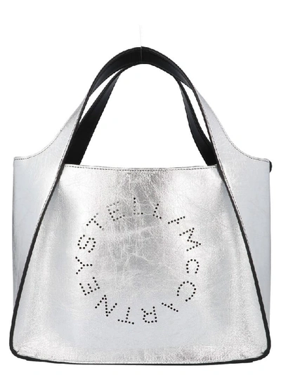 Shop Stella Mccartney Logo Tote Bag In Silver