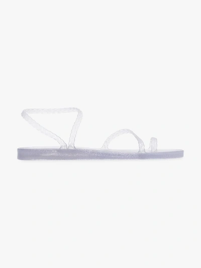 Shop Ancient Greek Sandals Clear Eleftheria Jelly Sandals In Clear/silver Glitter