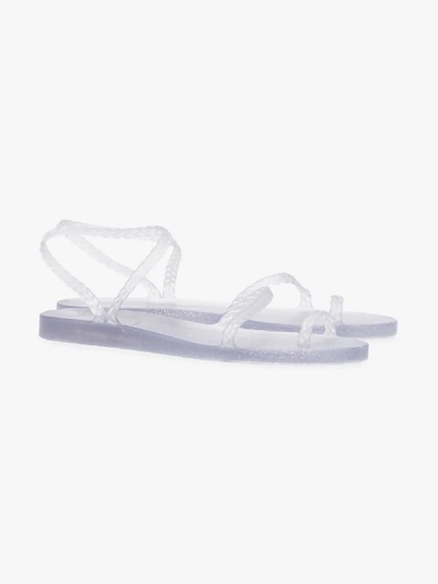 Shop Ancient Greek Sandals Clear Eleftheria Jelly Sandals In Clear/silver Glitter